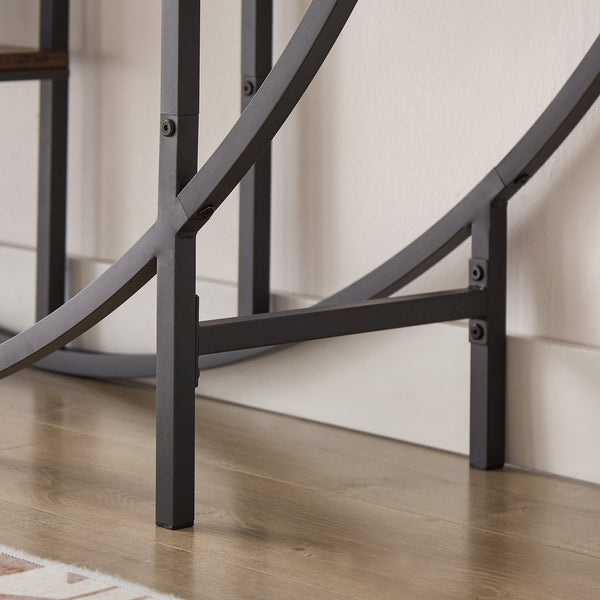 English Elm Round 5-Tier Metal Plant Stand Rustic Brown 67" x11.8" x67" — Sturdy Steel Frame, Waterproof Particleboard, Anti-Slip Foot Pads, Indoor Outdoor Display Rack W116290852