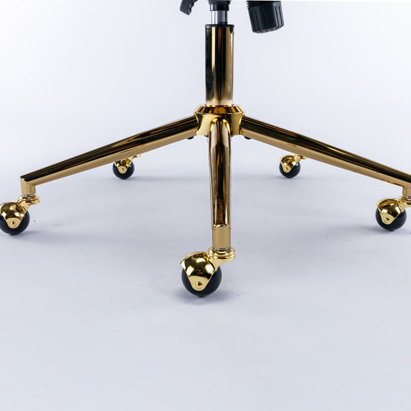 English Elm A&A Velvet Tufted Office Chair with Gold Metal Base — Plush Spring Cushion, Wide Seat Comfort, Swivel Adjustable Black W1143124786