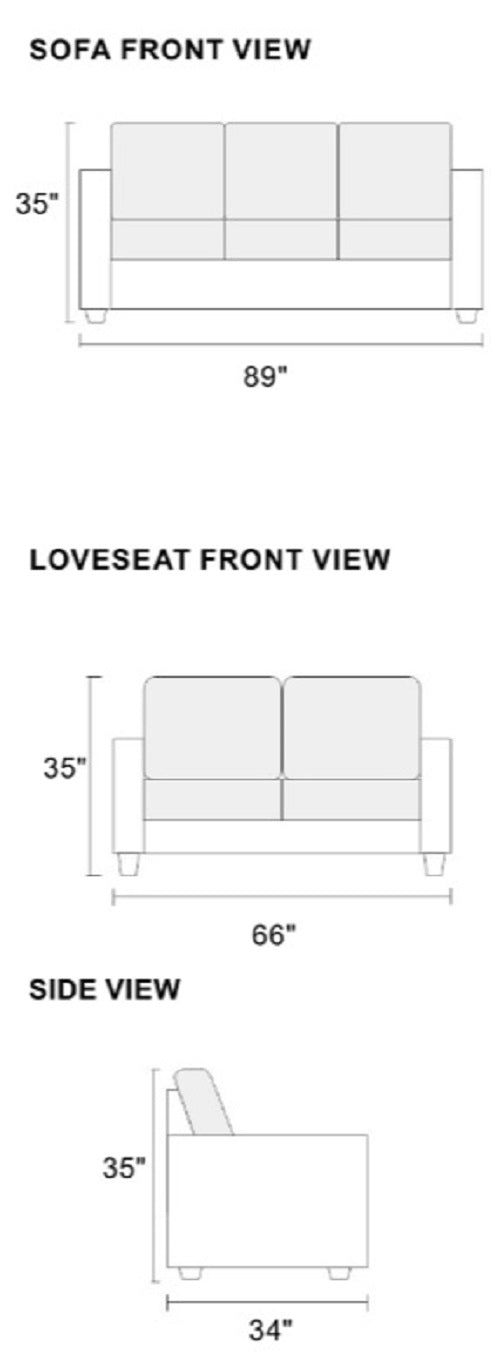 English Elm Charcoal 2-Pc Sofa & Loveseat Set with Rolled Arms, Accent Pillows, Skirt Trim, Sturdy Frame, Cozy Comfort B011S00334