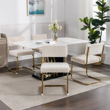 English Elm ,Modern Dining Chairs With Corduroy Fabric,Gold Metal Base, Accent Armless Kitchen Chairs With Channel Tufting, Side Chairs, Set Of 2, Beige