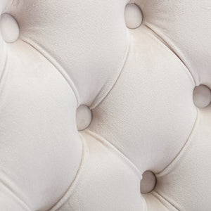 English Elm A&A Velvet Tufted Office Chair with Gold Metal Base — Adjustable Swivel Desk Chair, Luxurious Comfort Beige W114378931