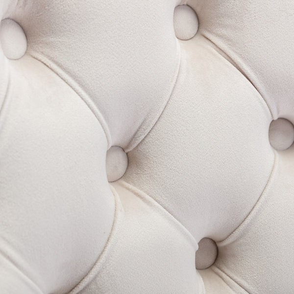 English Elm A&A Velvet Tufted Office Chair with Gold Metal Base — Adjustable Swivel Desk Chair, Luxurious Comfort Beige W114378931