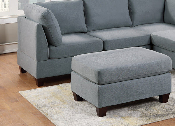 English Elm Modular 6-Piece Sectional Sofa Set In Grey Linen - Versatile L-Shape Design With Ottomans & Chairs B011S00335