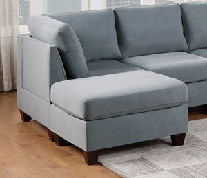 English Elm Living Modern Plush Ottoman with Linen-Like Fabric and Sturdy Wood Legs for Cozy Living Spaces Grey 33 L x 27 W x 9 H B011104192