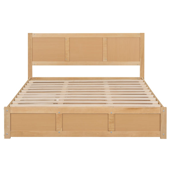 English Elm Queen Wood Platform Bed with 2 Under-Storage Drawers, Pine/MDF Frame, Sturdy Slats, 600lb Capacity GX000546AAD-1