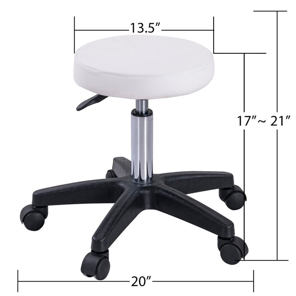 English Elm Massage Salon Bed with Hydraulic Stool Two Trays Faux Leather Spa Treatment Table White W1422132167