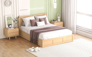 English Elm Queen Wood Platform Bed with 2 Under-Storage Drawers, Pine/MDF Frame, Sturdy Slats, 600lb Capacity GX000546AAD-1