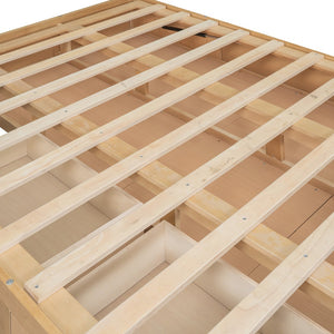 English Elm Full Solid Wood Platform Bed with 2 Under-Bed Drawers, Storage Slats, Sturdy Pine Frame, 600lb Capacity GX000545AAD-1