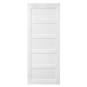 English Elm CRAZY 28" x 84" Five Grid Primed Door Slab – Waterproof, Anti-Deformation, Pre-Drilled DIY Panel W936104292