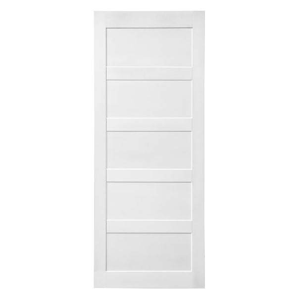 English Elm CRAZY 28" x 84" Five Grid Primed Door Slab – Waterproof, Anti-Deformation, Pre-Drilled DIY Panel W936104292