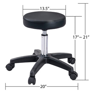 English Elm Massage Salon Bed with Hydraulic Stool Two Trays Faux Leather Spa Treatment Table Black W1422132166