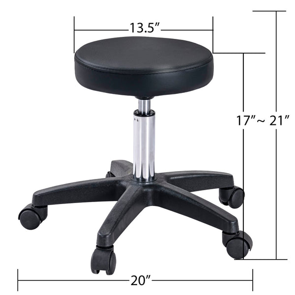 English Elm Massage Salon Bed with Hydraulic Stool Two Trays Faux Leather Spa Treatment Table Black W1422132166