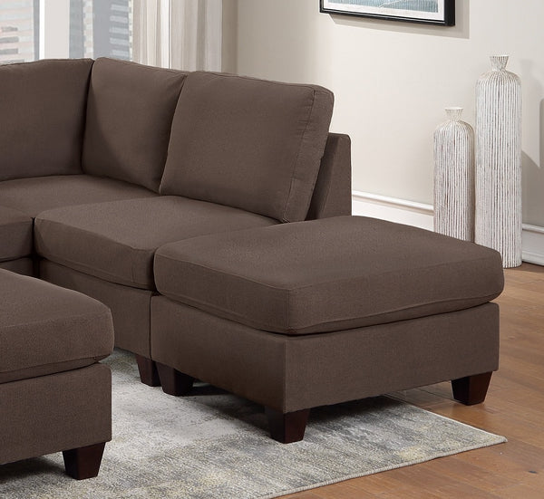 English Elm Modular 6-Piece Sectional Set - Versatile L-Shape Living Room Furniture In Black Coffee Fabric B011S00340