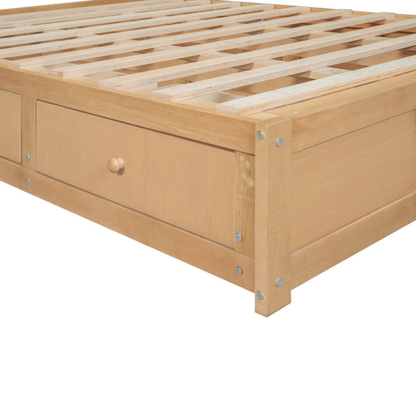 English Elm Full Solid Wood Platform Bed with 2 Under-Bed Drawers, Storage Slats, Sturdy Pine Frame, 600lb Capacity GX000545AAD-1
