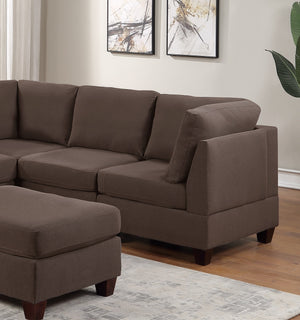 English Elm Modular Sectional 6-Piece Set In Grey Linen - Versatile Couch With Corner Wedges, Chairs & Ottoman B011S00341