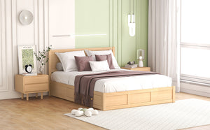 English Elm Queen Wood Platform Bed with 2 Under-Storage Drawers, Pine/MDF Frame, Sturdy Slats, 600lb Capacity GX000546AAD-1