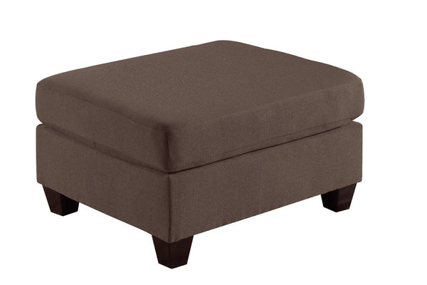 English Elm Living Modern Plush Ottoman with Linen-Like Fabric and Sturdy Wood Legs for Cozy Living Spaces Coffee 35 L x 28 W x 10 H B011104195