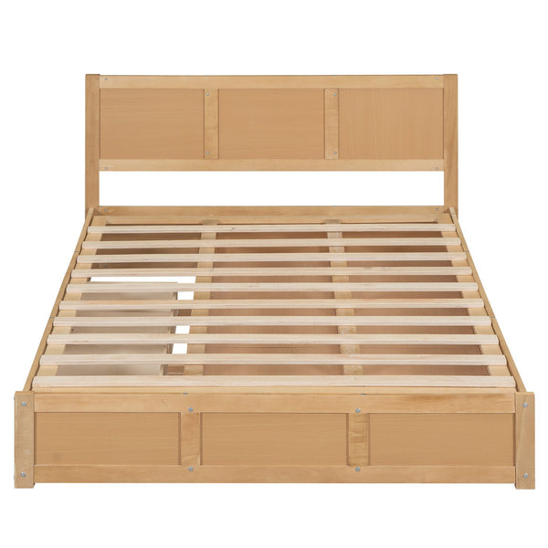 English Elm Queen Wood Platform Bed with 2 Under-Storage Drawers, Pine/MDF Frame, Sturdy Slats, 600lb Capacity GX000546AAD-1