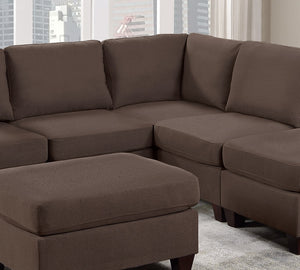 English Elm Modular 6-Piece Sectional Set - Versatile L-Shape Living Room Furniture In Black Coffee Fabric B011S00340