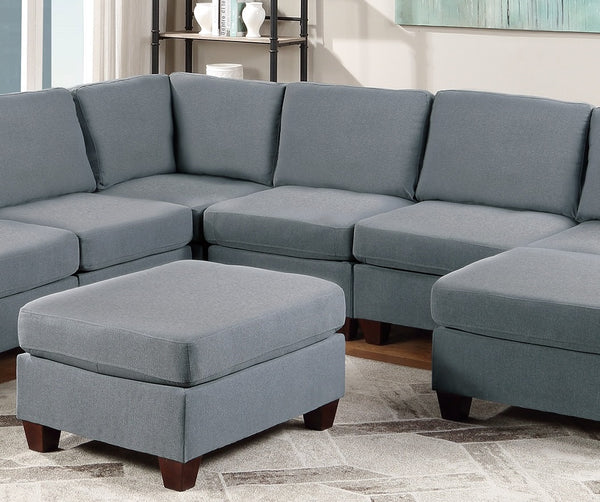 English Elm Modular 9Pc Sectional Set - Versatile Grey Linen Couch With Ottomans & Armless Chairs For Modern Living B011S00337