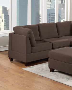 English Elm Modular Sectional 6-Piece Set In Grey Linen - Versatile Couch With Corner Wedges, Chairs & Ottoman B011S00341