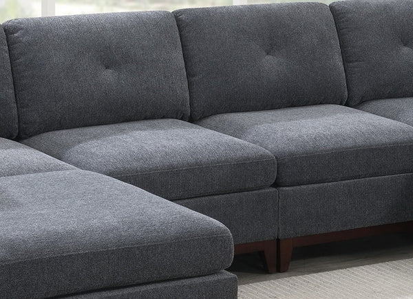 English Elm Modular Armless Chair Ash Chenille Tufted Cushion Exposed Wood Base Living Room B011104329