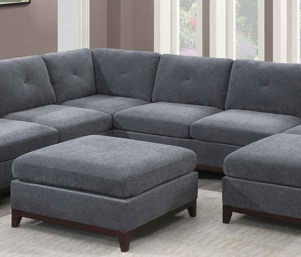 English Elm Modular Tufted Chenille Ottoman with Wood Legs for Contemporary Living Rooms B011104330