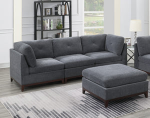 English Elm Modular Armless Chair Ash Chenille Tufted Cushion Exposed Wood Base Living Room B011104329