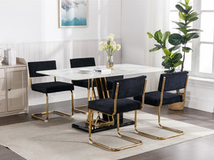 English Elm A&A Modern Armless Accent Chairs, Plush Black Corduroy, Gold Metal Base, Set Of 2 For Stylish Decor W114367601