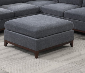English Elm Modular Tufted Chenille Ottoman with Wood Legs for Contemporary Living Rooms B011104330