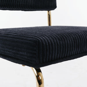 English Elm A&A Modern Armless Accent Chairs, Plush Black Corduroy, Gold Metal Base, Set Of 2 For Stylish Decor W114367601