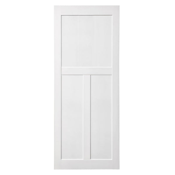 English Elm Crazy Elf Triple Primed Barn Door Slab with Sliding Hardware Kit for Modern Interiors W936S00050