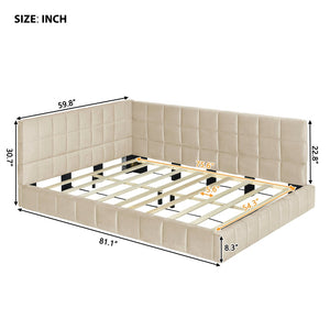 English Elm Full Size Velvet Upholstered Daybed Sofa Frame Mid-century Modern Guest Room Bed LP000715AAA