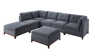 English Elm Modular Armless Chair Ash Chenille Tufted Cushion Exposed Wood Base Living Room B011104329