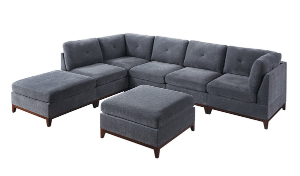 English Elm Modular Armless Chair Ash Chenille Tufted Cushion Exposed Wood Base Living Room B011104329