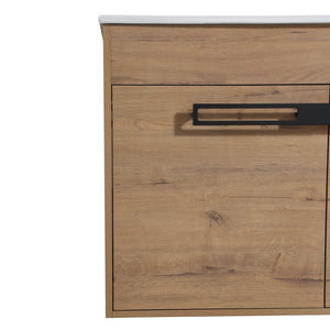 English Elm 30 30 Inch Freestanding Bathroom Vanity Cabinet Dual-Install Wall or Floor, Soft-Close Doors, Metal Handles, Adjustable Shelf, Feet Included W999104320