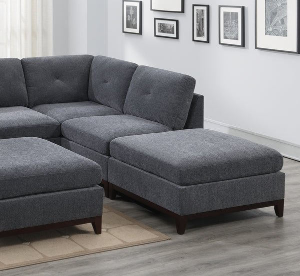 English Elm Ash Grey Chenille Modular Sectional 6Pc Set - Versatile L-Shaped Couch With Ottomans & Chairs B011S00362