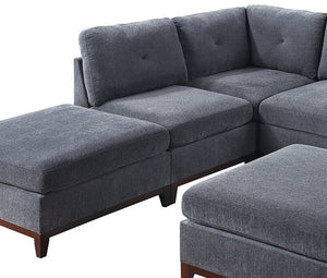 English Elm Ash Grey Chenille Modular Sectional 7Pc Set - Versatile U-Shaped Couch With Ottomans & Chairs B011S00365