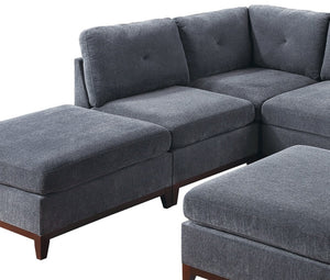 English Elm Modular Armless Chair Ash Chenille Tufted Cushion Exposed Wood Base Living Room B011104329