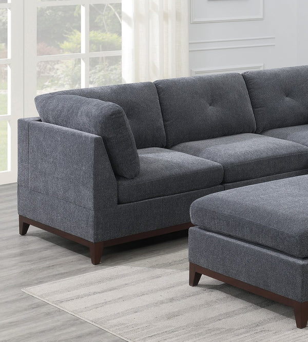 English Elm Ash Grey Chenille Modular Sectional 6-Piece Set - Modern Living Room Couch With Flexible Layout Options B011S00361