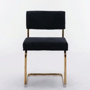 English Elm A&A Modern Armless Accent Chairs, Plush Black Corduroy, Gold Metal Base, Set Of 2 For Stylish Decor W114367601