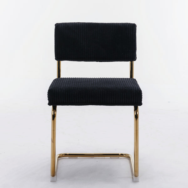 English Elm A&A Modern Armless Accent Chairs, Plush Black Corduroy, Gold Metal Base, Set Of 2 For Stylish Decor W114367601