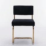 Modern Corduroy Dining Chairs, Gold Metal Base, Armless Kitchen Chairs with Channel Tufting, Set of 2