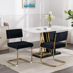 English Elm A&A Corduroy Dining Chair Set - Modern Armless Accent Side Chairs with Gold Metal Base, Tufted Beige Upholstery W114367601 W114367601