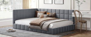 English Elm Full Size Velvet Upholstered Daybed Sofa Frame Mid-century Modern Guest Room Bed LP000715AAE-1