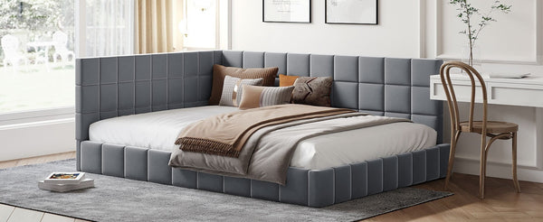 English Elm Full Size Velvet Upholstered Daybed Sofa Frame Mid-century Modern Guest Room Bed LP000715AAE-1