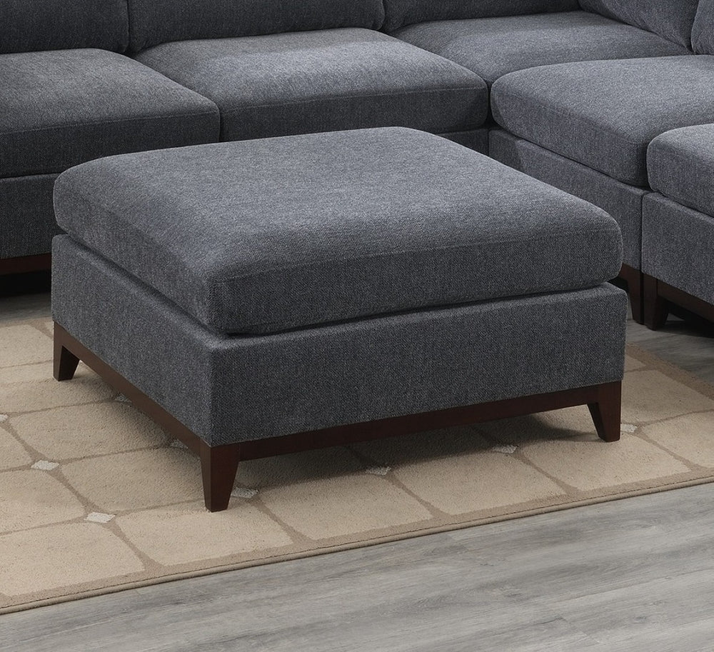 English Elm Modular Tufted Chenille Ottoman with Wood Legs for Contemporary Living Rooms B011104330