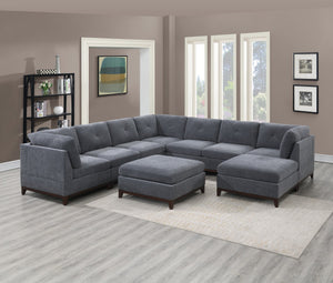 English Elm Ash Grey Chenille Modular Sectional 9Pc Set – Stylish, Comfortable Living Room Furniture With Flexibility B011S00363