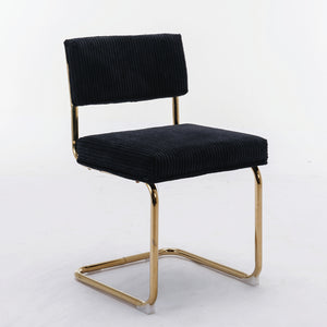English Elm A&A Modern Armless Accent Chairs, Plush Black Corduroy, Gold Metal Base, Set Of 2 For Stylish Decor W114367601