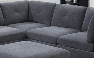 English Elm Ash Grey Chenille Modular Sectional 6-Piece Set - Modern Living Room Couch With Flexible Layout Options B011S00361